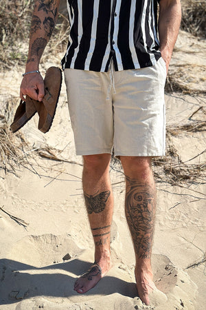 ONLY & SONS Linus Linen Shorts Silver Lining