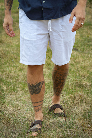 ONLY & SONS Linus Linen Shorts Bright White