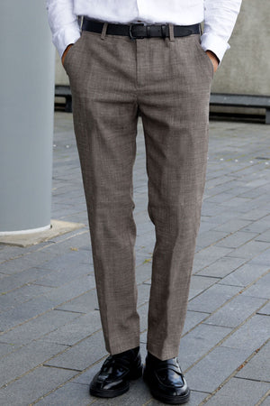 Selected SLIM OASIS LINEN PANTS Dark Sand Melange