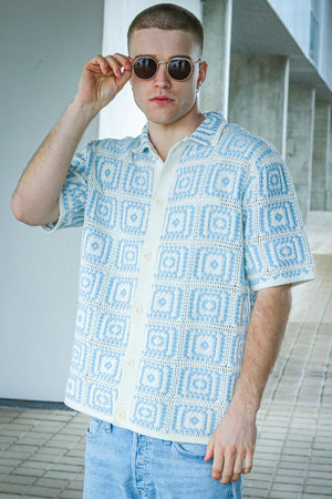 ONLY & SONS Bart Relaxed Fit SS Knit Hemd Egret