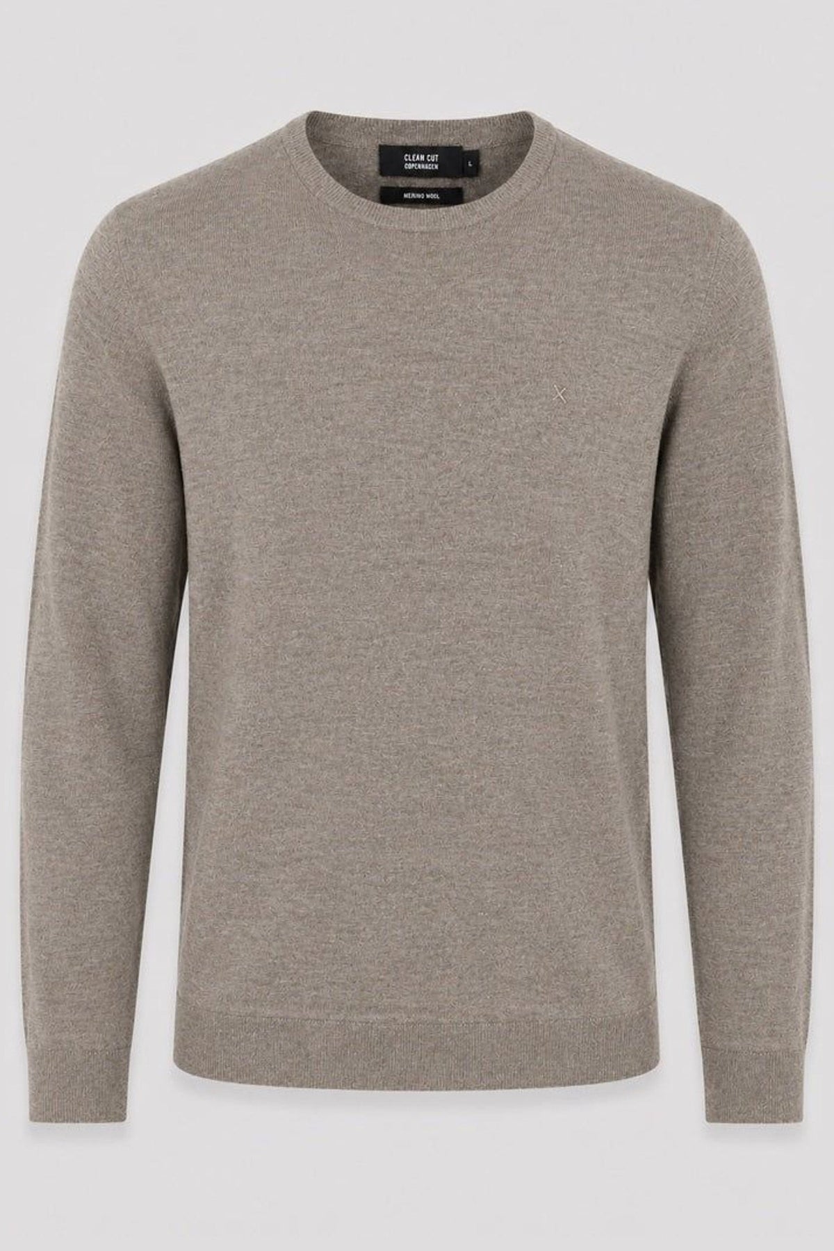 Clean Cut Copenhagen Merino Crewneck Knit Dark Beige Melange