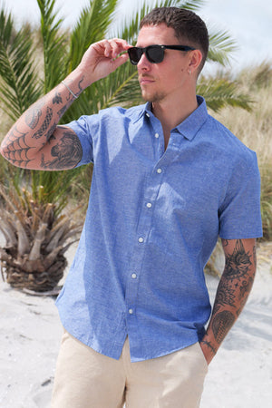 Selected Regular Sun Linen Hemd SS Medium Blue Denim