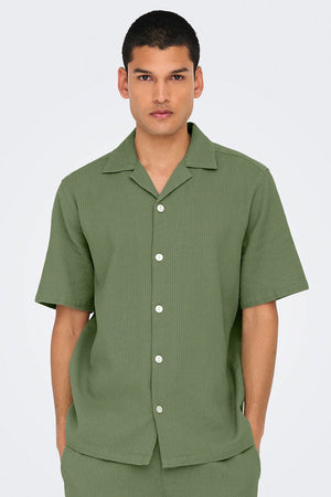 ONLY & SONS Bertil Waffle SS Resort Hemd Deep Lichen Green