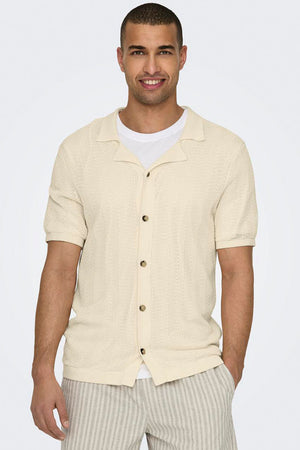 ONLY & SONS Diego Regular SS Knit Resort Hemd  Antique White