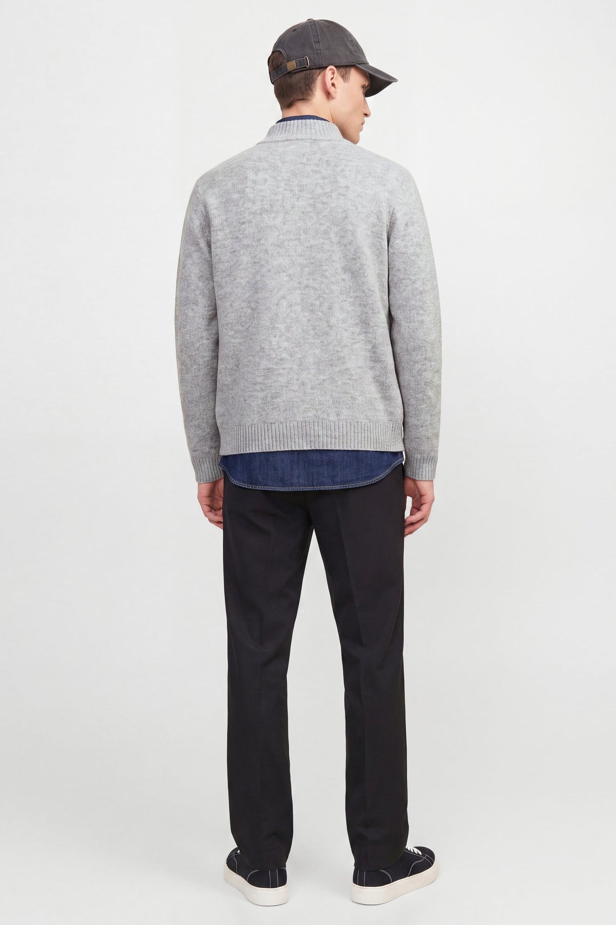 Jack & Jones Soho Ollie Knit High Neck Zip Car Light Grey Melange