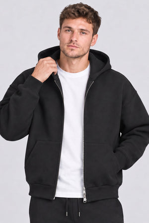 ONLY & SONS Goyle Box Fit Scuba Zip Hoodie Black