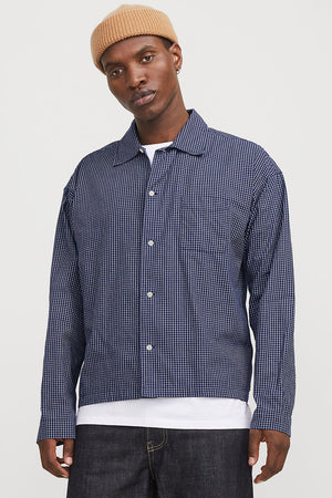 Jack & Jones Austin Loose Fit Check Hemd Ocean Cavern