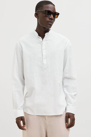Jack & Jones Summer Half Placket Hemd Ls White