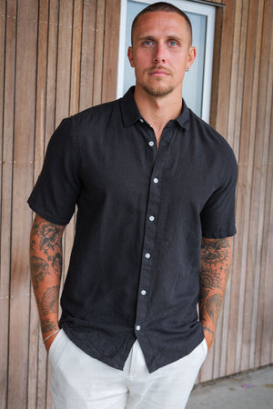 ONLY & SONS Caiden SS Linen Hemd Black