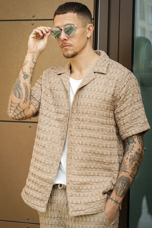 ONLY & SONS Braddock Regular SS Resort Waffle Hemd Chinchilla