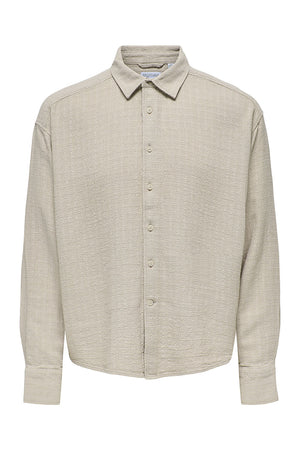 ONLY & SONS Latham LS Linen Structure Hemd Silver Lining