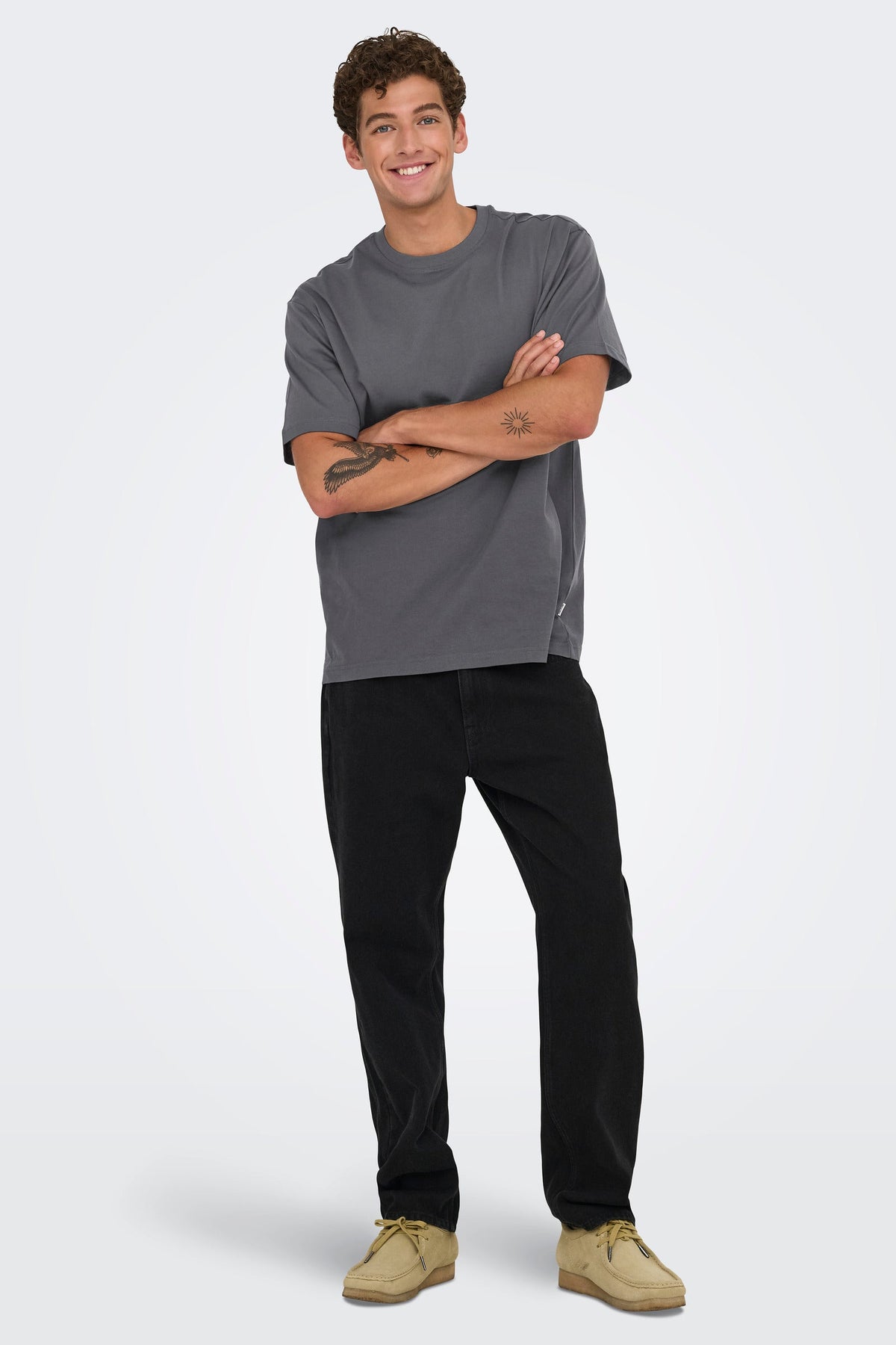 Only & Sons Fred Life Relaxed Fit SS Tee Noos Grey Pinstripe