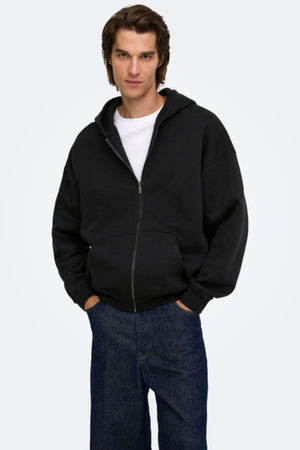 Only & Sons Ceres Oversized Zip Hoodie Sweat Black