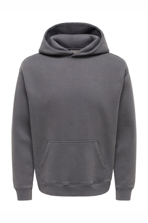 Only & Sons Larry Eflow Rlx LS Washed Hood Sweat Grey Pinstripe