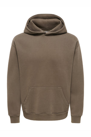 Only & Sons Larry Eflow Rlx LS Washed Hood Sweat Tarmac