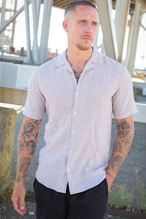 ONLY & SONS Caiden SS Resort Linen Hemd Chinchilla