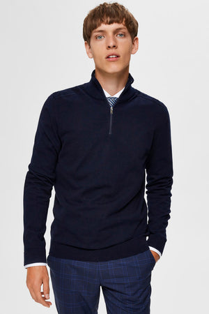 Selected Berg Half Zip Knit Navy Blazer Melange