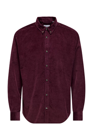 ONLY & SONS Michael Regular Fit Stretch Cord Hemd LS Port Royale