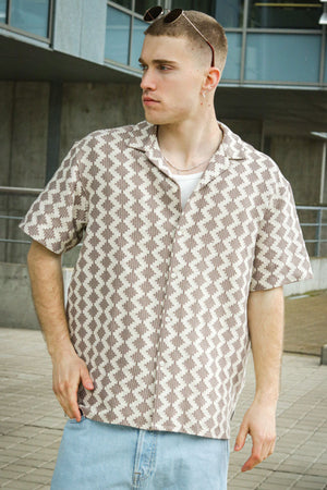 Jack & Jones Summer Luke Regular Fit Texture Resort Hemd SS Mocha Meringue