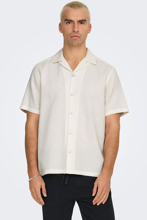 ONLY & SONS Bertil Waffle SS Resort Hemd Cloud Dancer