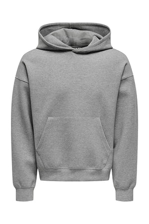 ONLY & SONS Goyle Box Fit Subca Hoodie Medium Grey Melange
