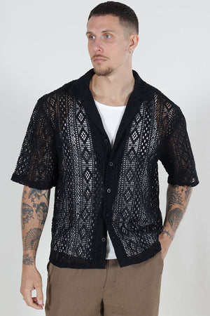 ONLY & SONS Novak Relax Resort SS Lace Hemd Black