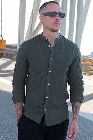 ONLY & SONS Caiden LS Linen Mao Hemd Kambaba