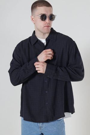 ONLY & SONS Latham LS Linen Structure Hemd Dark Navy