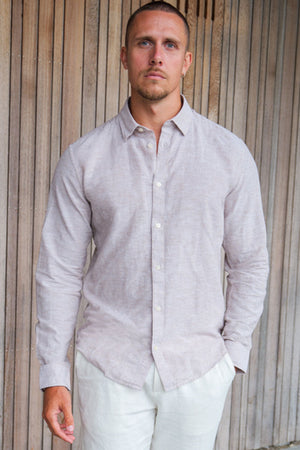 ONLY & SONS Caiden LS Linen Hemd Chinchilla