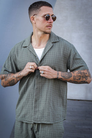 ONLY & SONS Latham Resort Linen Structure Hemd Dusty Olive