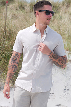 Selected Regular New Linen Hemd SS Pure Cashmere