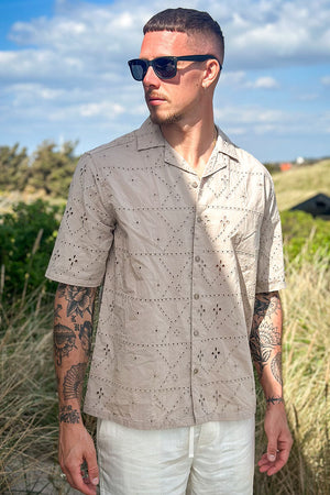 ONLY & SONS Aron Relax SS Chiffly Resort Hemd Chinchilla