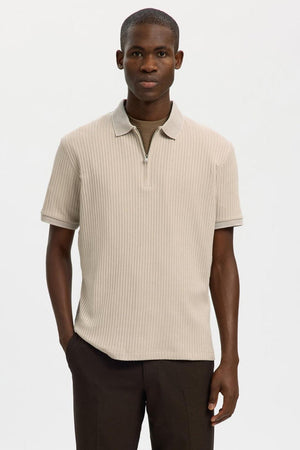 Selected Fave Kurzarm Polo Oatmeal