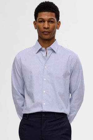 Selected Performance Stretch LS Hemd True Navy Stripe