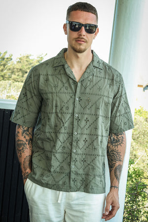 ONLY & SONS Aron Relax SS Chiffly Resort Hemd Dusty Olive