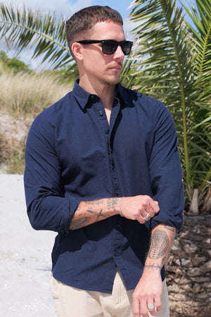 Selected Slim Sun Linen Hemd LS Sky Captain