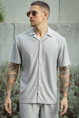 ONLY & SONS Kari Relaxed Plizze Resort SS Hemd Limestone