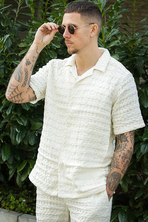 ONLY & SONS Braddock Regular SS Resort Waffle Hemd Egret