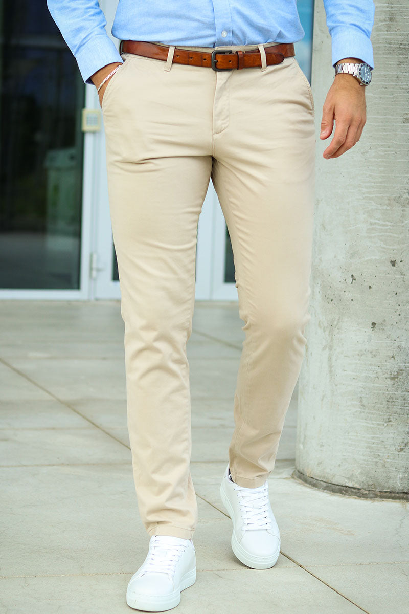 Pantalon Chino Homme Jack & Jones - Coupe Slim Fit - Tissu Coton élastique - Couleur Beige - Style Décontracté Chic - 4