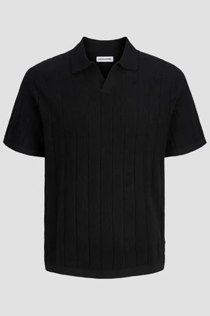 Jack & Jones Bradley Knit Split Neck SS Black