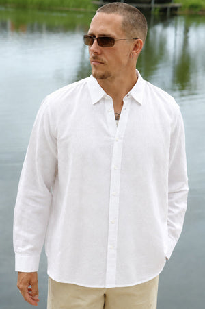 Selected Clay Leinenmischung Langarmhemd Bright White