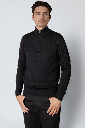 Clean Cut Copenhagen Merino Half Zip Black