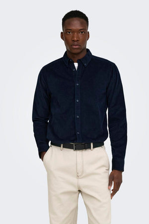 Only & Sons Michael Regular Cord Stretch LS Dark Sapphire