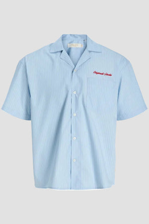 Jack & Jones Menton Poplin Stripe Resort Shirt SS Cashmere Blue