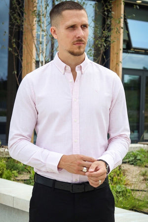 Clean Cut Copenhagen Oxford Stretch Stripe LS Violet Ice Striped