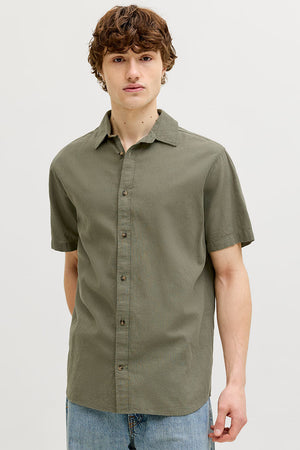 Jack & Jones Summer Hemd Linen Blend SS Dusty Olive