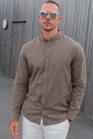 Jack & Jones Summer Shirt Linen Blend Band LS Falcon