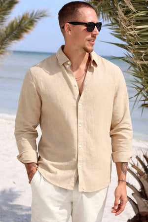 Solid Enea Allan Linen Hemd LS Curds & Whey