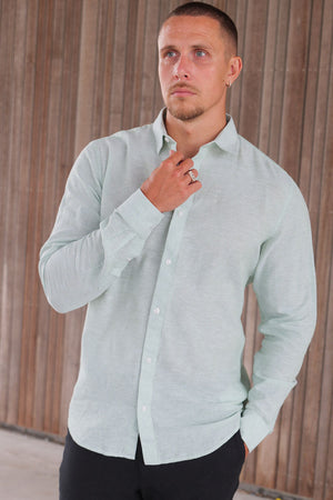 Only & Sons Caiden Life LS Solid Linen Blend Shirt Quiet Green