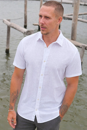 Jack & Jones Summer Hemd Linen Blend SS White
